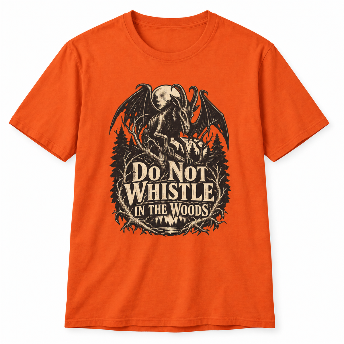 Do Not Whistle t-shirt from Haunt Season, an Appalachian folklore design, colorway 1 of 5.