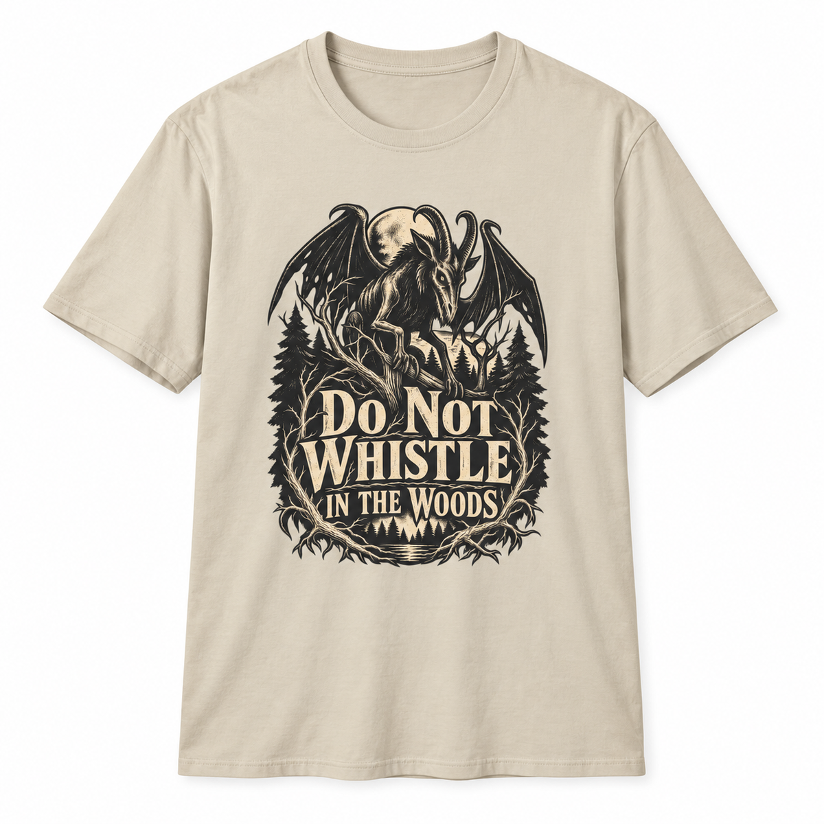 Do Not Whistle t-shirt from Haunt Season, an Appalachian folklore design, colorway 2 of 5.