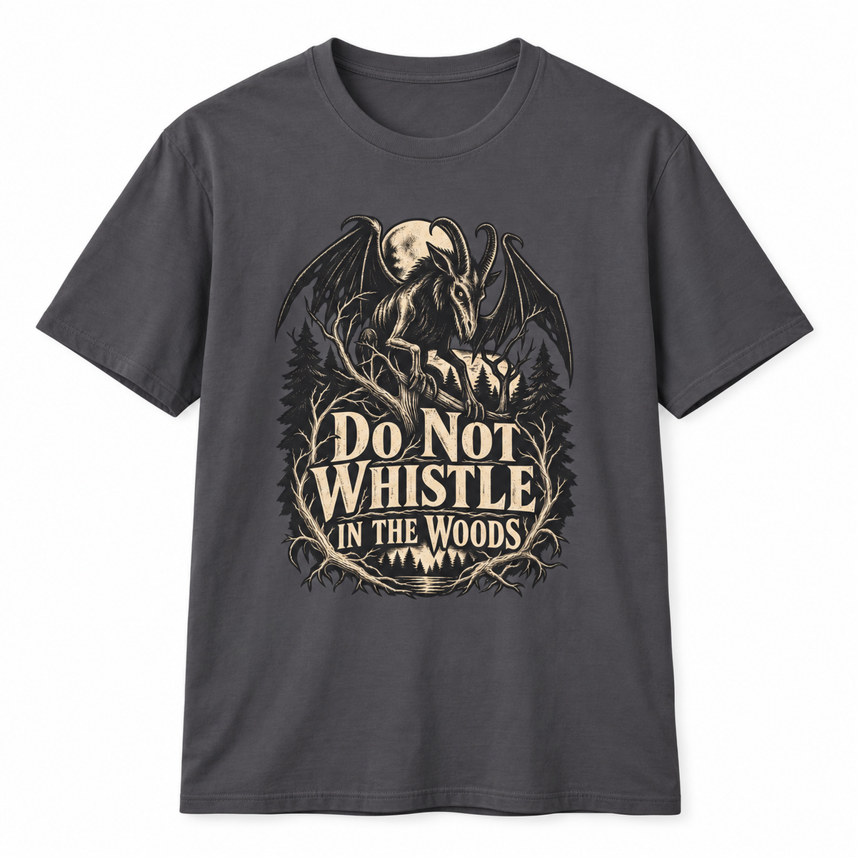Do Not Whistle t-shirt from Haunt Season, an Appalachian folklore design, colorway 3 of 5.