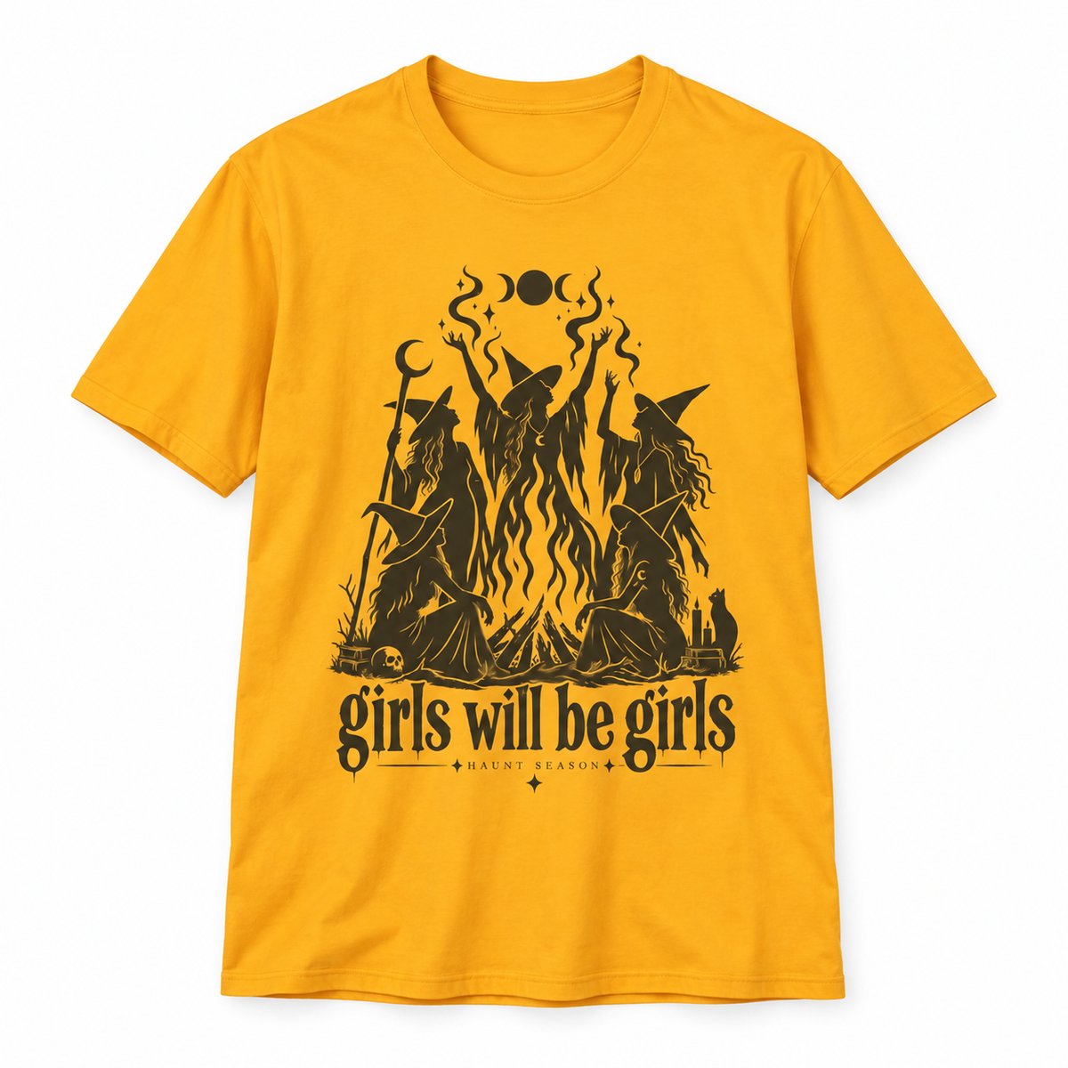 Girls Will Be Girls t-shirt from Haunt Season, a witch and coven design, colorway 4 of 5.