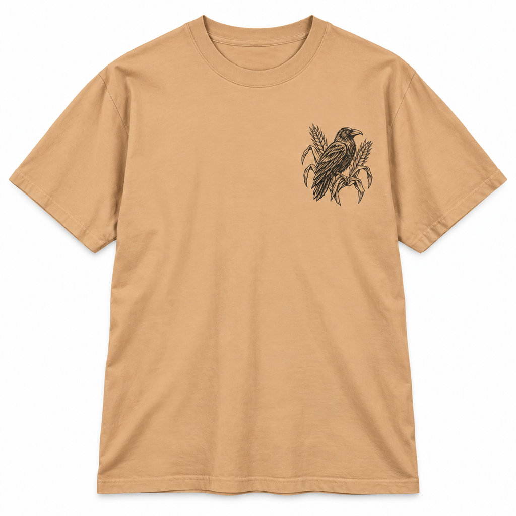 Harvest King khaki heavyweight Halloween t-shirt from Haunt Season, alternate view.
