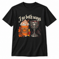 I Go Both Ways t-shirt from Haunt Season, a pumpkin spice and gothic design, colorway 6 of 6.